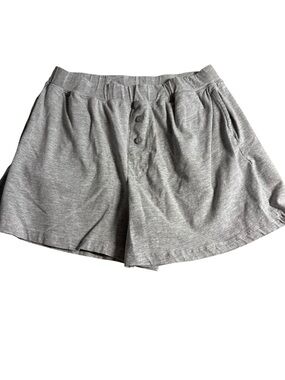 Essentials Light Gray‎ Knit Lounge Shorts with Button Front
